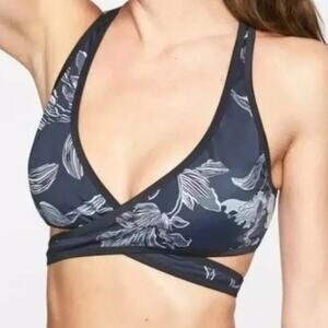 Athleta Women's Fiore Wrap Swim Top Blue  XS Coconut Girl Hawaiian Coastal Beach